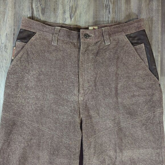 89 Davoucci Mens Loose Fit Heavy Duty Leather Jean Pant 34 X 34 Brown Vintage - Picture 2 of 16